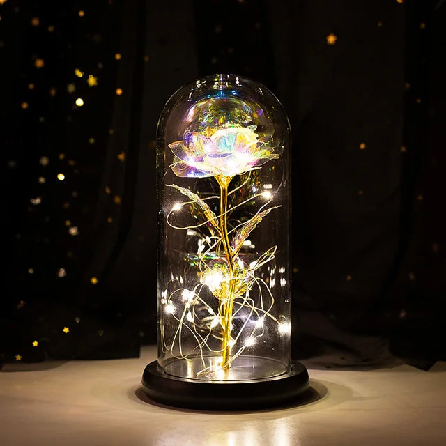 Beauty and the Beast Galaxy Rose - LED Glass Cover Flower Lamp