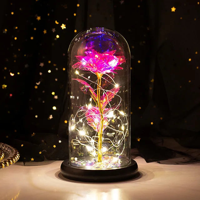 Beauty and the Beast Galaxy Rose - LED Glass Cover Flower Lamp