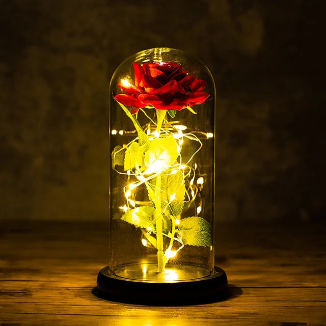 Beauty and the Beast Galaxy Rose - LED Glass Cover Flower Lamp