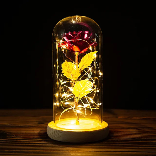 Beauty and the Beast Galaxy Rose - LED Glass Cover Flower Lamp