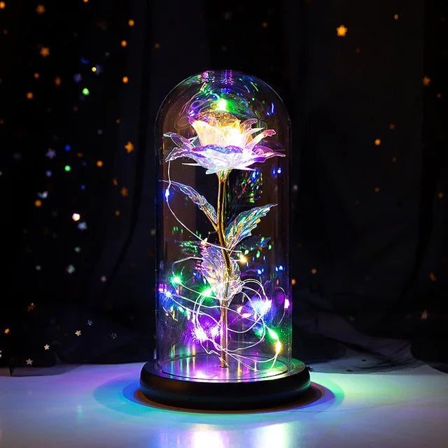 Beauty and the Beast Galaxy Rose - LED Glass Cover Flower Lamp