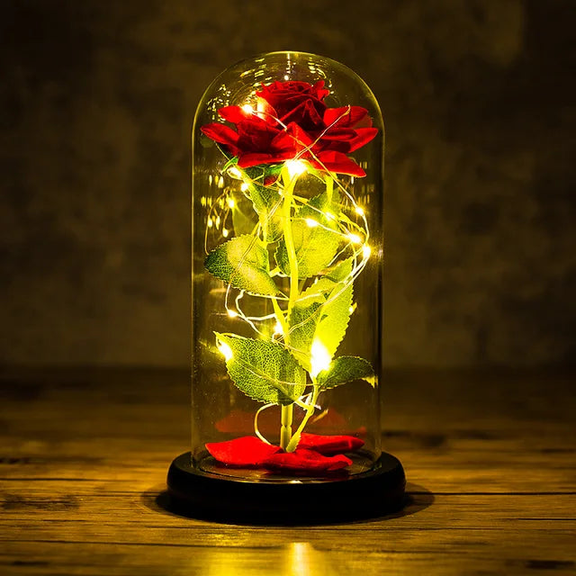 Beauty and the Beast Galaxy Rose - LED Glass Cover Flower Lamp