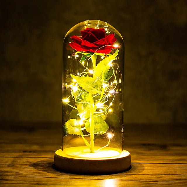 Beauty and the Beast Galaxy Rose - LED Glass Cover Flower Lamp