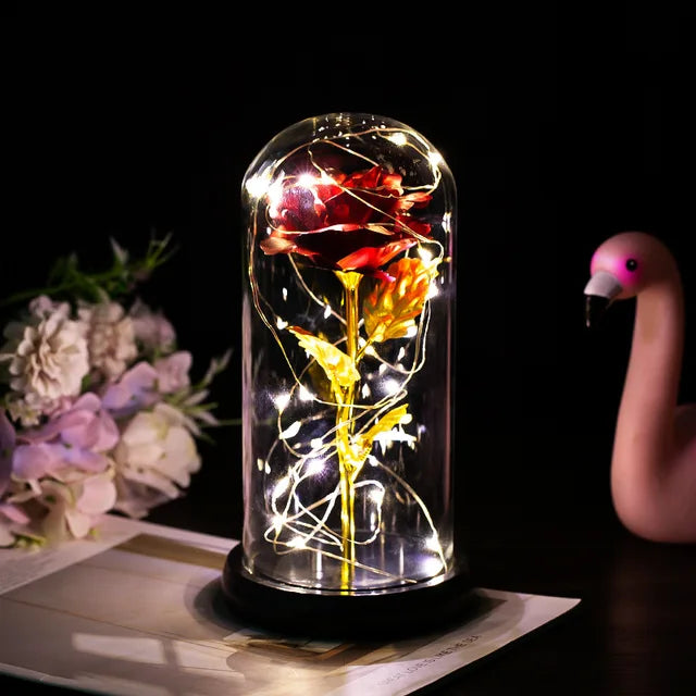 Beauty and the Beast Galaxy Rose - LED Glass Cover Flower Lamp