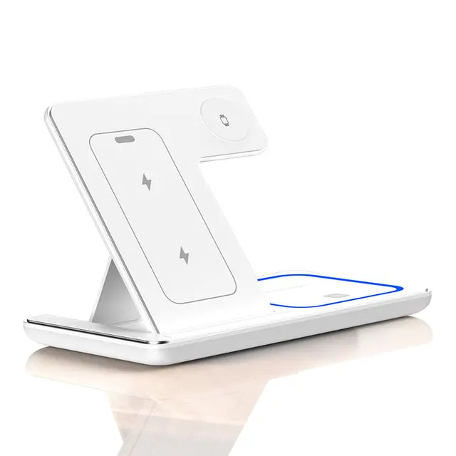 30W Fast Wireless Charger Stand - 3-in-1 Foldable Charging Station