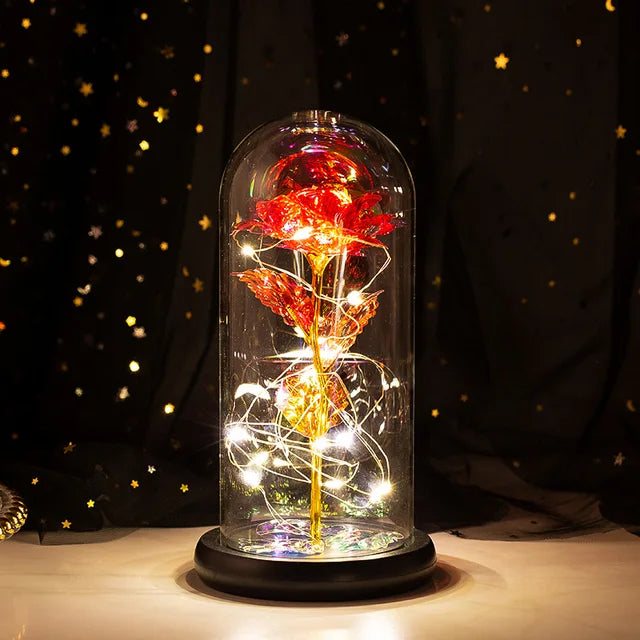 Beauty and the Beast Galaxy Rose - LED Glass Cover Flower Lamp