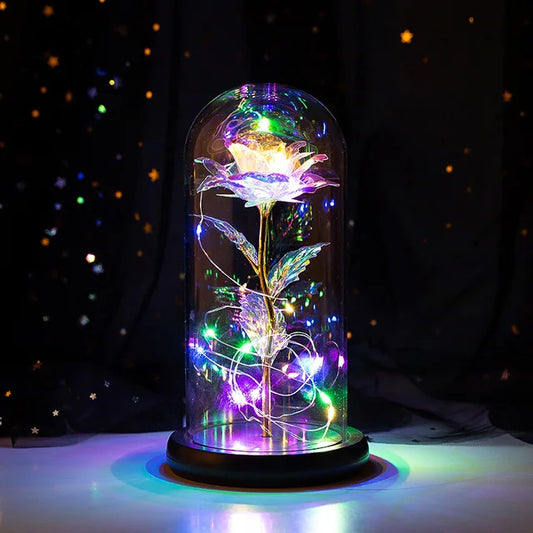 Beauty and the Beast Galaxy Rose - LED Glass Cover Flower Lamp