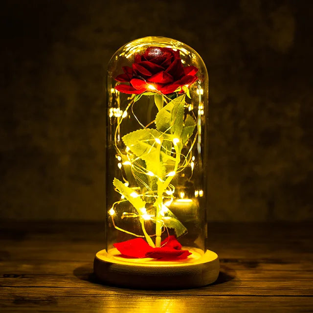 Beauty and the Beast Galaxy Rose - LED Glass Cover Flower Lamp