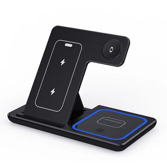 30W Fast Wireless Charger Stand - 3-in-1 Foldable Charging Station